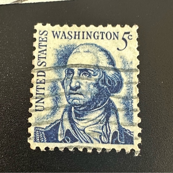 Vintage 5 Cent George Washington Postage Stamps – Blue Used Lot of 3 | 1960s USA - Picture 7 of 10